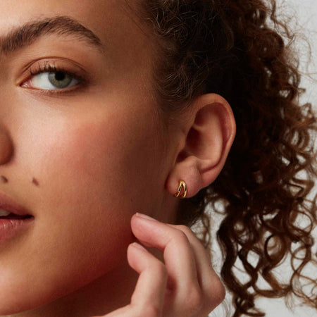 Double Huggie Earrings Gold
